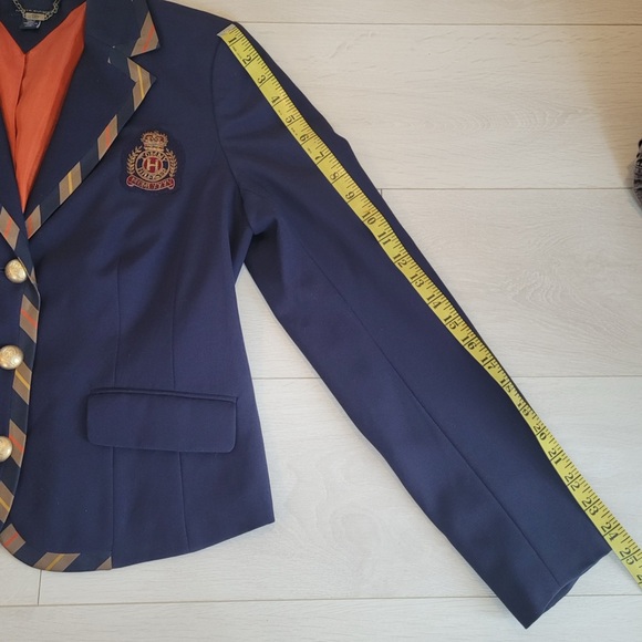 Tommy Hilfiger Navy Blazer 100% Wool with Gold Trim Crest - Picture 10 of 11